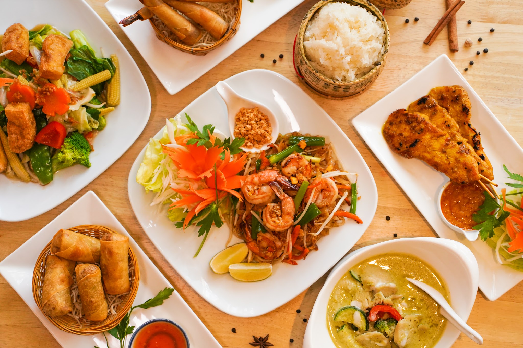 A selection of Thai food served at Nam Jai Thai